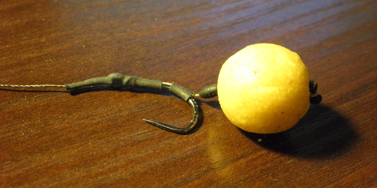 Carp fishing chod rig.The Source Boilies with fishing hook